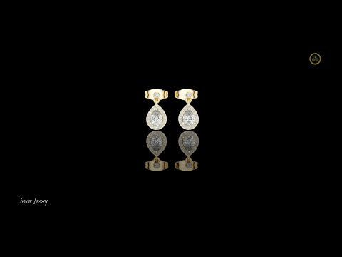 0.34 CT Moonlit Pear Shaped Lab Grown Diamond Halo Drop Earrings in Polished Gold Finish For Fashion Girl