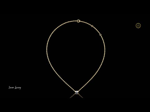 0.31 TCW Classic Sleek Gold Connector Bar Lab Pendant with Horizontally Set Baguette Cut Diamond