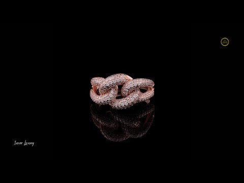 Pave Moissanite Diamond Chain Link Statement Ring
