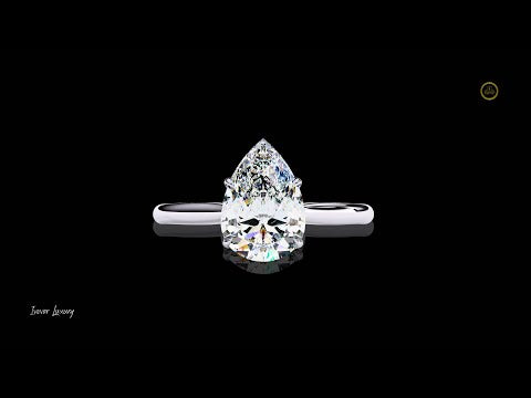 Pear Cut Moissanite Diamond Solitaire Wedding Ring