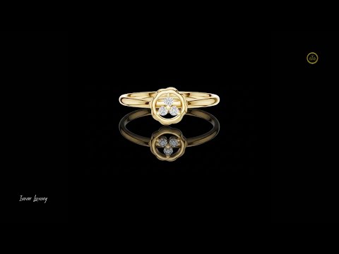 0.036 TCW Stunning Moissanite Ring Featuring a Sparkling Trio Diamond Floral Motif for Her