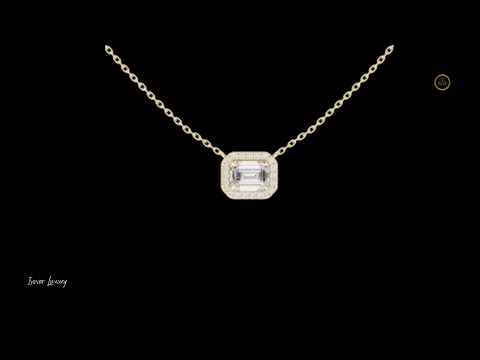 2.00 CT Sparkling Emerald Cut Lab Grown Diamond Halo Classic Solitaire Pendant Jewelry For Her