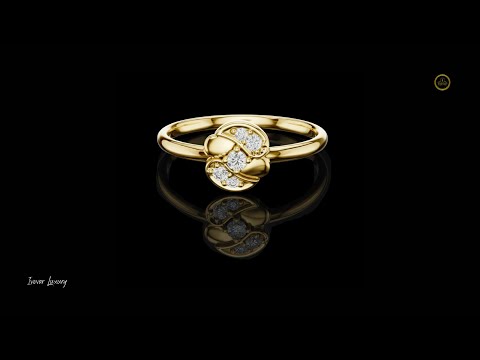 0.056 TCW Sculpted Petal Motif and Brilliant Moissanite Diamond Accents Ring