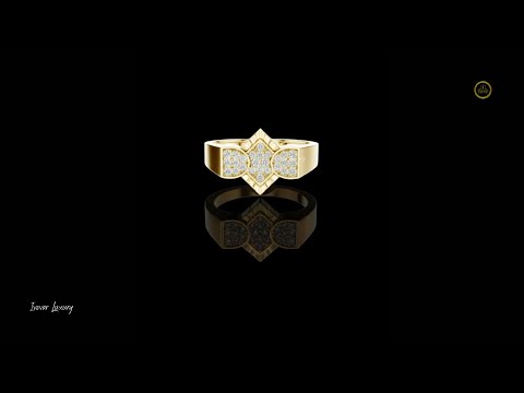 0.26 TCW Geometric Round Lab Grown Diamond Cluster Triple Shape Pave Statement Ring Luxury Fine Jewelry