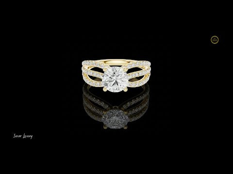 1.31 CT Split Shank Dazzling Round Brilliant Moissanite Diamond Eternity Ring in Lustrous Gold For Love