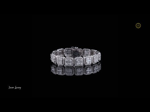 13.65 TCW Luxurious Moissanite Bracelet Featuring Square Links with Baguette and Round Diamonds