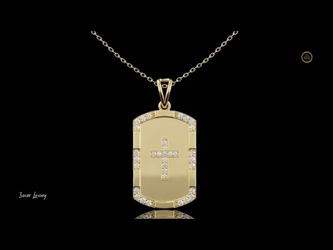 0.75 TCW Cross Dog Tag with Lab Grown Diamond Accents Faith Symbol Pendant Premium Unisex Faith Jewelry