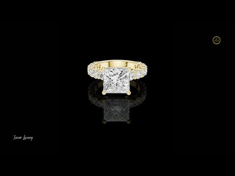 4.00 CT Sparkling Princess Cut with Brilliant Side Moissanite Diamonds Modern Wedding Ring For Her
