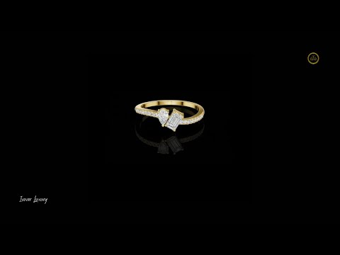 0.34 TCW Exclusive Toi et Moi Lab Grown Ring with Pear Cut and Emerald Cut Diamonds