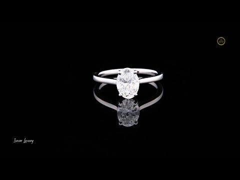 Cathedral Style Oval Cut Lab Diamond Solitaire Engagement Ring