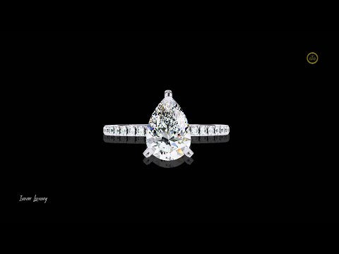 Solitaire Pear Cut Lab Diamond Halo Engagement Ring