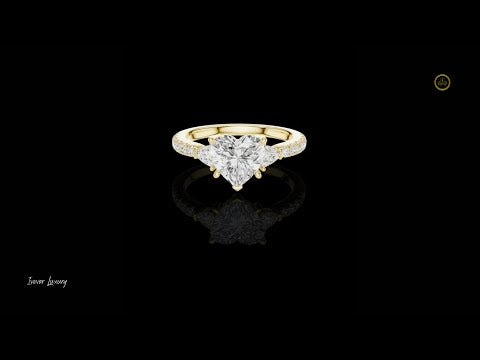 Heart Shaped Moissanite Diamond Pave Engagement Ring