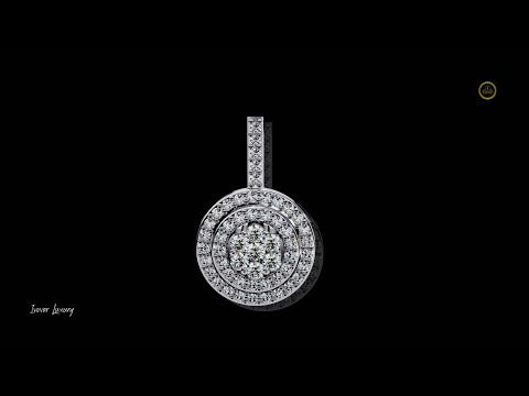 Concentric Circle Silhouette Charm Pendant with Round Lab Grown Diamond