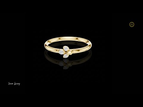 0.035 TCW Delicate Floral Ring Featuring Three Petal Design with Sparkling Round Moissanite Diamond