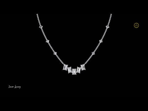 2.78 CT Luxury Diamond Necklace Exquisite Emerald and Round Cut Lab Grown Diamonds on a Luxe Chain