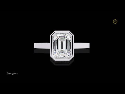 Bezel Setting Emerald Cut Lab Diamond Engagement Ring
