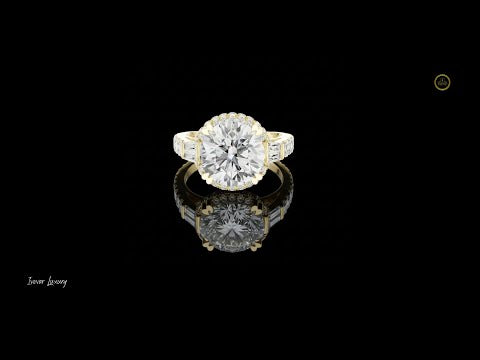 4.29 TCW Bold Round Cut Solitaire with Tapered Baguette Side Lab Diamond Luxury Sparkles