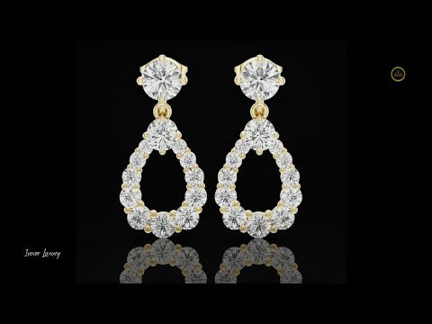 3.26 TCW Luna Halo Pear Shaped Round Moissanite Diamond Drop Earrings in Radiant Luxury