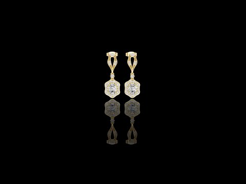 0.45 CT Vintage Inspired Oval Halo Lab Grown Drop Earrings in Gold with Sculpted Openwork For Confident Girls Accent