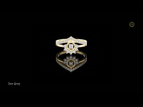 0.37 TCW Trendsetter Round Lab Grown Diamond Sunburst Cluster Ring with Split Shank Pave Band