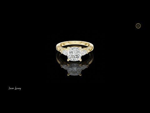 2.00 CT Supreme Cushion Cut Three Stone Lab Diamond Ring with Classic Bridal Brilliance Party