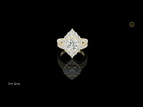 1.50 CT Sparkle Enhanced Art Deco Inspired Round Cut Lab Diamond Cluster Halo Ring For Bride