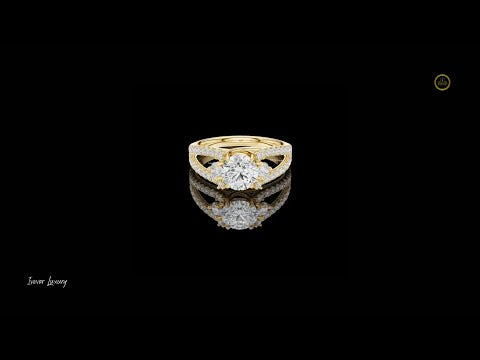 1.00 CT Radiant Round Brilliant Moissanite Diamond Ring with Intricate Split Shank Pavé Detailing