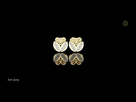 0.30 TCW Romantic Heart Moissanite Round Cut Diamond Earrings with Pave Diamond Inlay