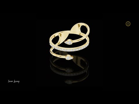 Round Moissanite Diamond Open Wrap Bypass Ring with Pave Band