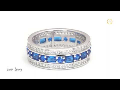 Natural Sapphire Diamond Halo Ring  Luxury by Ivevar