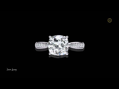 Four Prong Cushion Cut Lab Diamond Engagement Ring