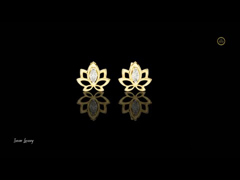 1.25 TCW Aurelle Lotus Marquise Moissanite Diamond Gold Earrings with Open Petal Silhouette