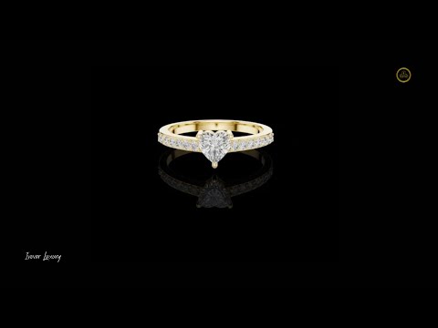 Heart Cut Lab Diamond Pave Solitaire Engagement Ring