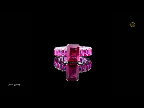 Emerald Cut Pink Moissanite Diamond Full Eternity Gemstone Eternity Band