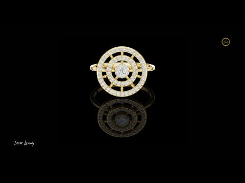 Multi Row Round Cut Moissanite Diamond Halo Engagement Ring