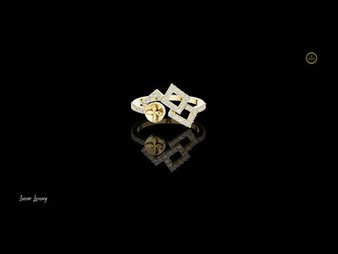Double Square Pave Moissanite Diamond Statement Ring