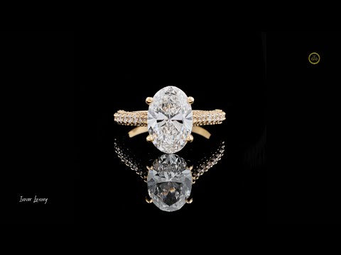Oval Lab Diamond Wedding Ring With Full Pave Band