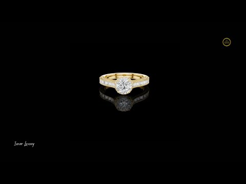 0.65 CT Elegant Ring with Round Lab Grown Diamond and Baguette Accent Stone Design
