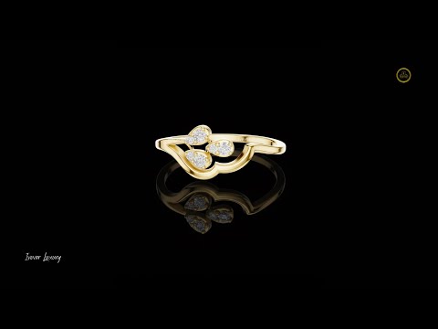 0.081 TCW Elegant Triple Teardrop Lab Grown Diamond Leaf Ring Dainty Nature Inspired Luxury Band For Women
