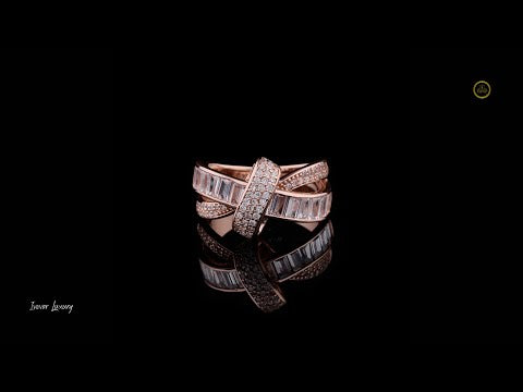 1.50 CT Signature Crossover Ring with Moissanite Baguette Diamond and Pavé Band