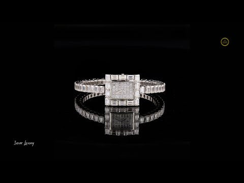 Full Baguette Diamond Square Watch with Invisible-Set Dial & Link Band