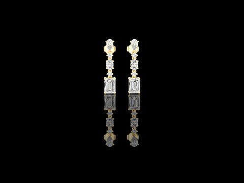 2.03 CT Regal Lineage Emerald Cut Moissanite Diamond Drop Earrings with Pear & Oval Accents