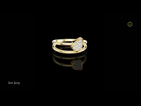 Pear Shape Round Cut Lab Grown Diamond Pave Double Band Ring