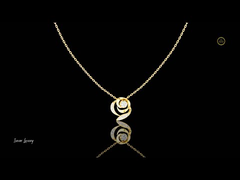 0.35 TCW Sculpted Gold Swirl Lab Grown Pendant with Brilliant Center Diamond and Pave Diamond Accents