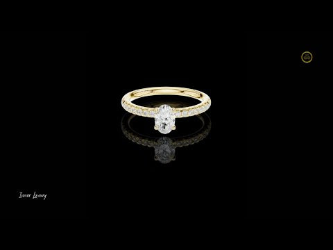 0.65 CT Beautiful Oval Cut Moissanite Diamond Dainty Pave Band Engagement Minimalist Ring for Her