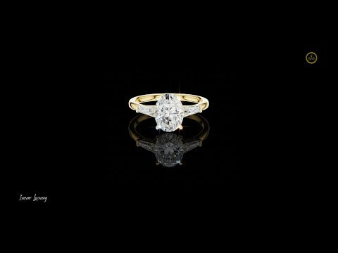 1.5 CT Noble Oval Cut Moissanite Diamond Ring with Baguette Side Stones and High Polish Finish