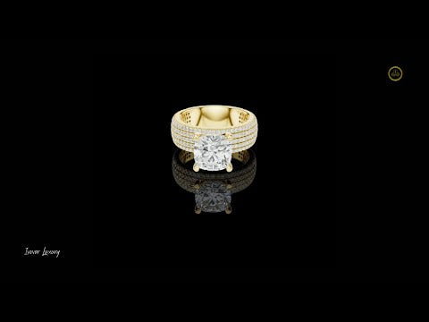 2.60 CT Royality Round Brilliant Solitaire Moissanite Diamond Ring with Wide Multi Row Pave Band