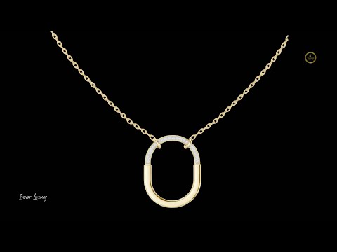 0.105 TCW Classic Lab Grown Diamond Open Oval Contemporary Minimal Design with Pave Detail Pendant Luxury Jewelry