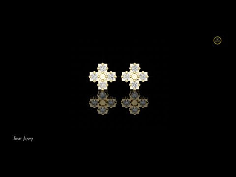 0.52 TCW Architectural Cross Moissanite Round Diamond Stud Earrings For Someone Special