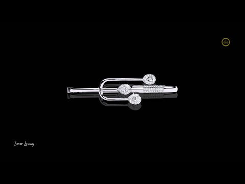 0.28 CT Luxurious Lab Grown Open Bracelet with Pear Cut Diamond Accents and Pave Detailing
